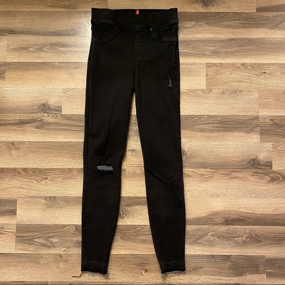 Spanx Black Distressed Pull On Skinny Jeans - Picture 5 of 9